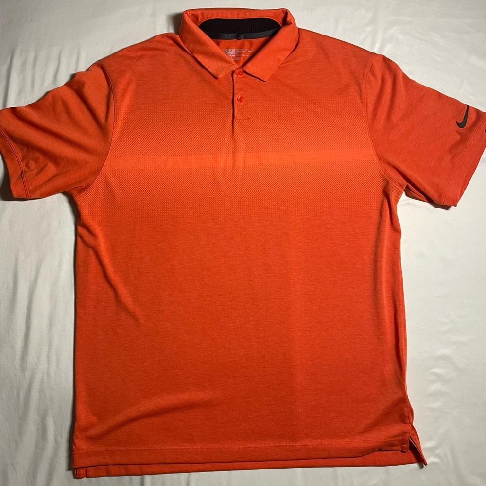 Nike Golf Polo shirt Mens Large Standard Fit Dri-Fit orange short sleeve
